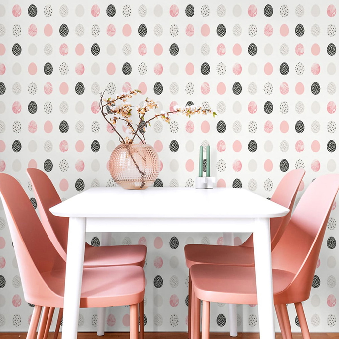 NextWall Peel &amp; Stick Mod Eggs Pink &amp; Black Wallpaper image 3 of 4