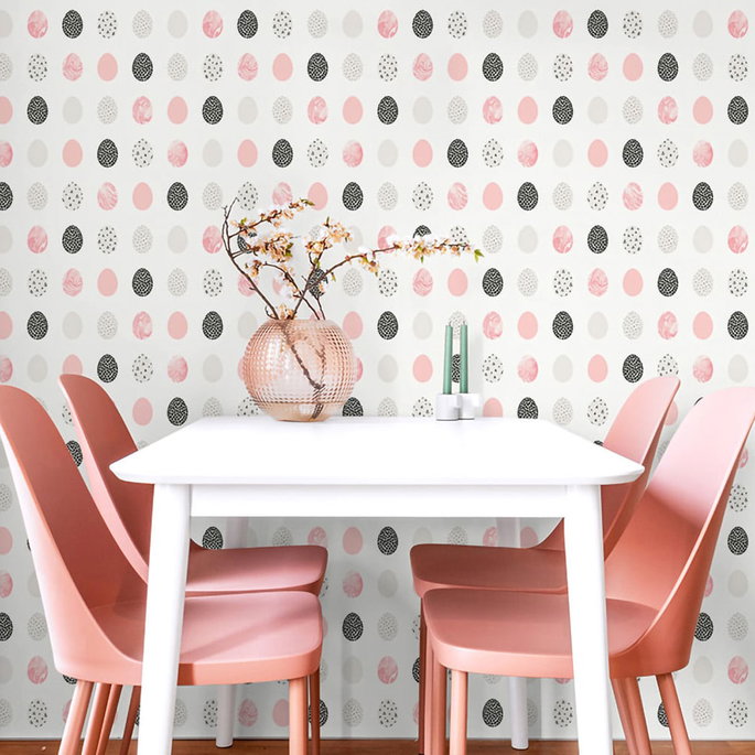 NextWall Peel &amp; Stick Mod Eggs Pink &amp; Black Wallpaper image 3 of 4