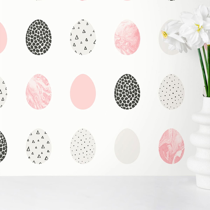 NextWall Peel &amp; Stick Mod Eggs Pink &amp; Black Wallpaper image 4 of 4