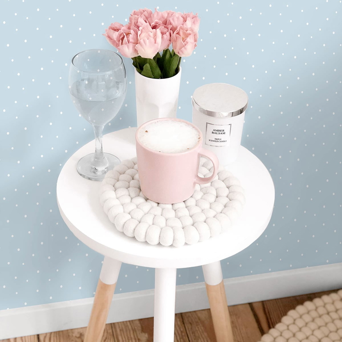 NextWall Peel &amp; Stick Polka Dots Baby Blue Wallpaper image 4 of 4