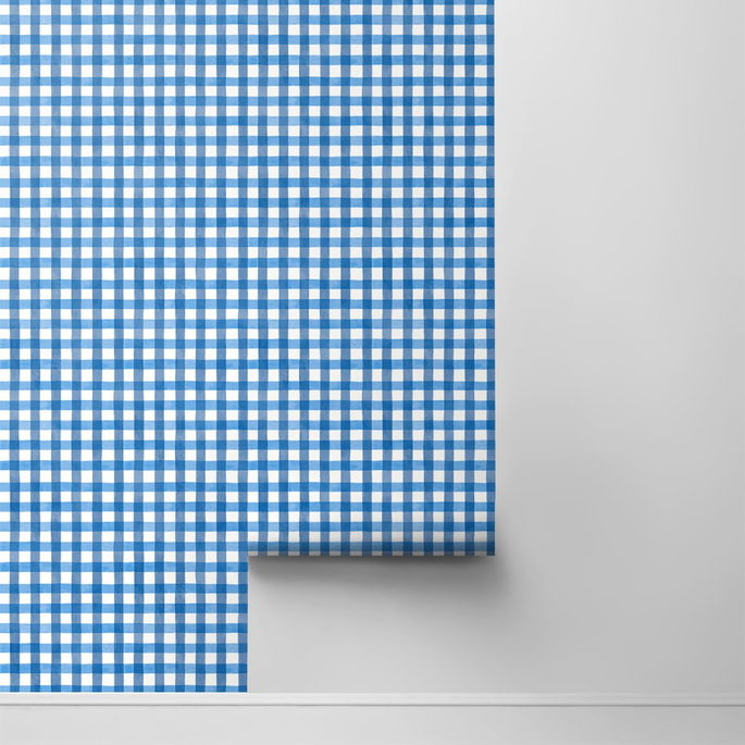 NextWall Peel &amp; Stick Spring Plaid Cobalt Wallpaper image 2 of 4