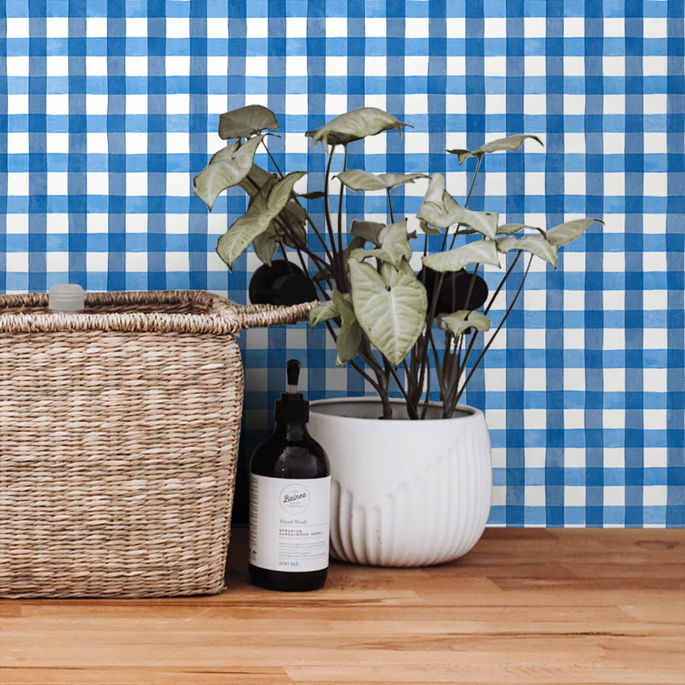 NextWall Peel &amp; Stick Spring Plaid Cobalt Wallpaper image 3 of 4
