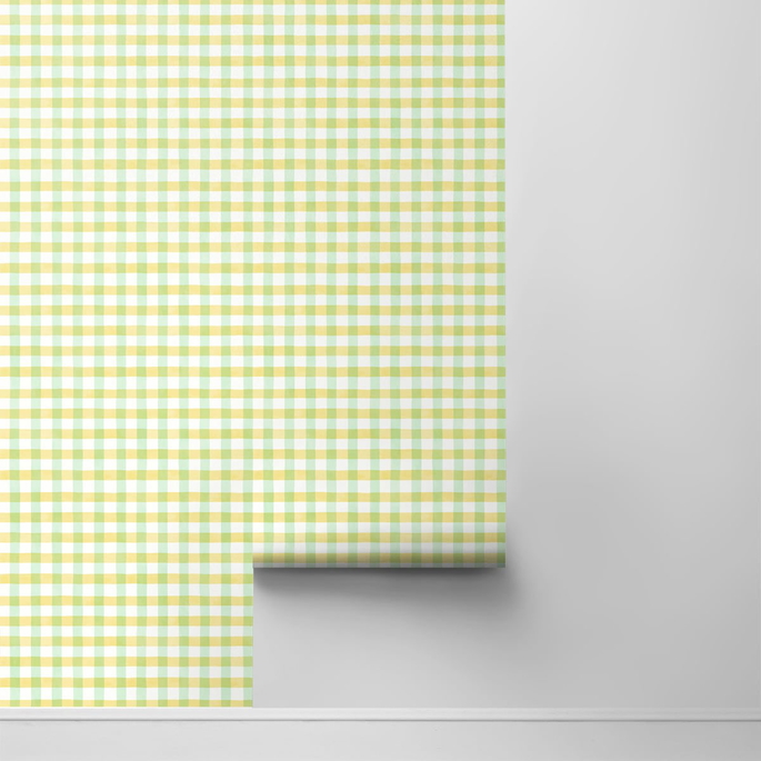 NextWall Peel &amp; Stick Spring Plaid Lemon Lime Wallpaper image 2 of 4