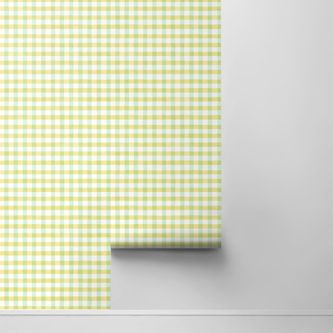 NextWall Peel &amp; Stick Spring Plaid Lemon Lime Wallpaper image 2 of 4