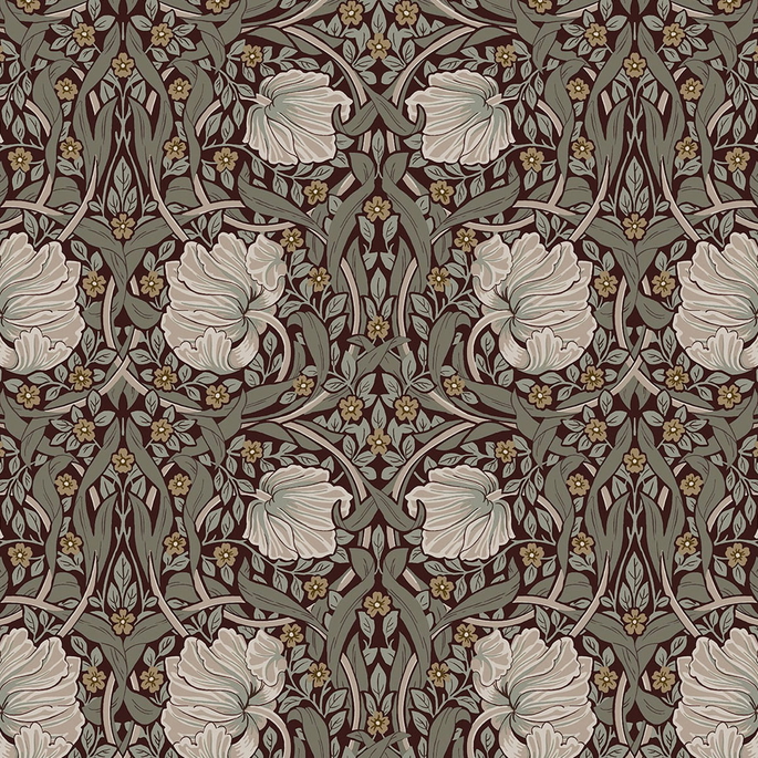 NextWall Peel &amp; Stick Primrose Floral Auburn &amp; Eucalyptus Wallpaper image 1 of 4
