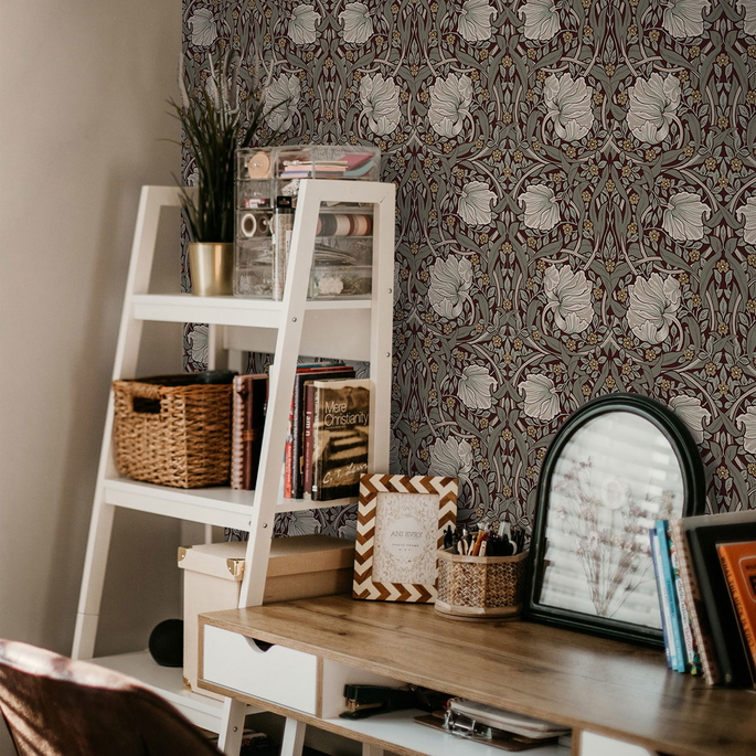NextWall Peel &amp; Stick Primrose Floral Auburn &amp; Eucalyptus Wallpaper image 4 of 4