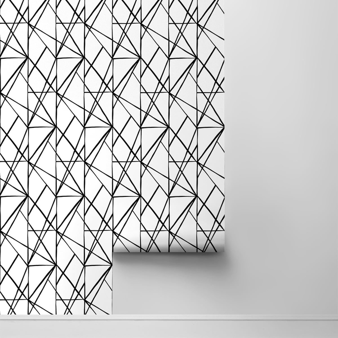 NextWall Peel &amp; Stick Quartz Geo Black &amp; White Wallpaper image 2 of 4