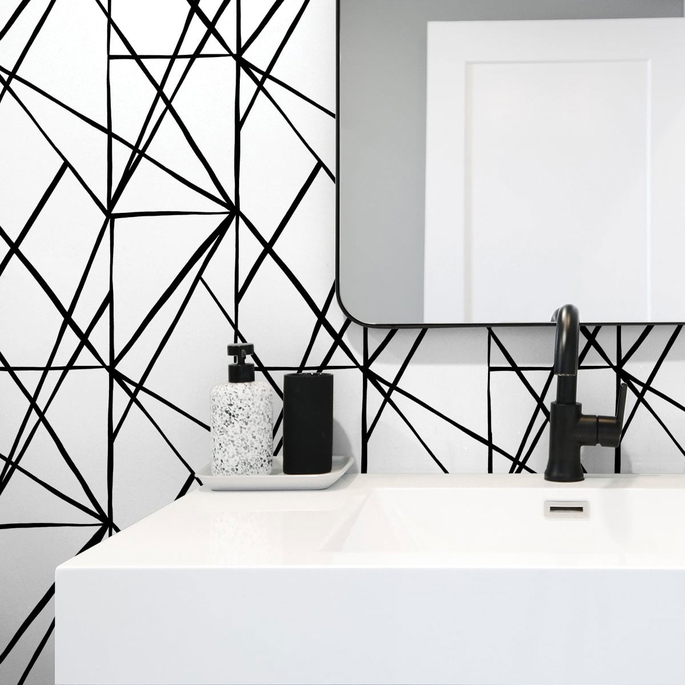 NextWall Peel &amp; Stick Quartz Geo Black &amp; White Wallpaper image 4 of 4