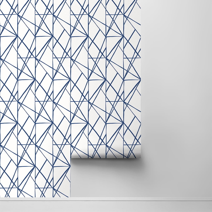 NextWall Peel &amp; Stick Quartz Geo Navy Blue Wallpaper image 2 of 4