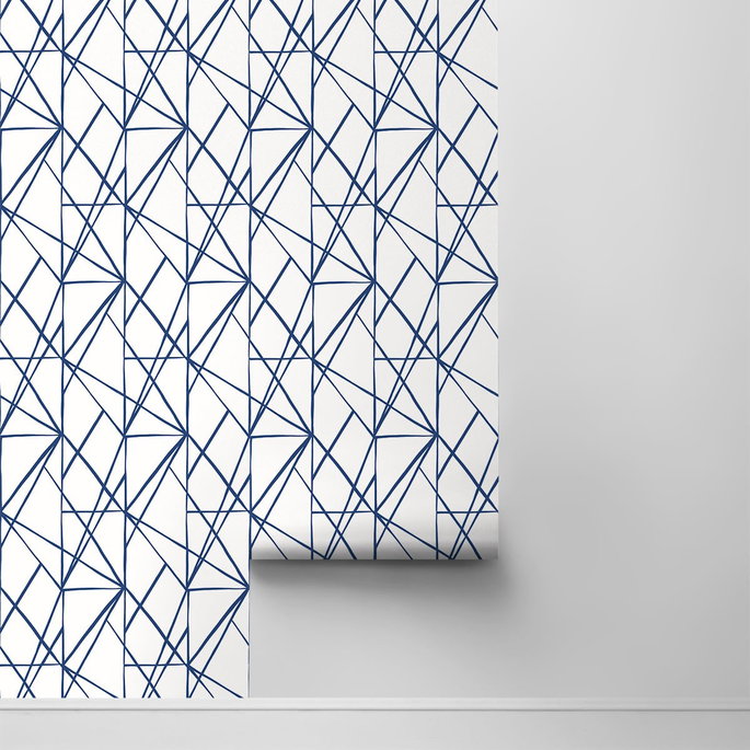 NextWall Peel &amp; Stick Quartz Geo Navy Blue Wallpaper image 2 of 4