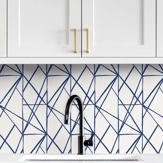 NextWall Peel &amp; Stick Quartz Geo Navy Blue Wallpaper image 3 of 4