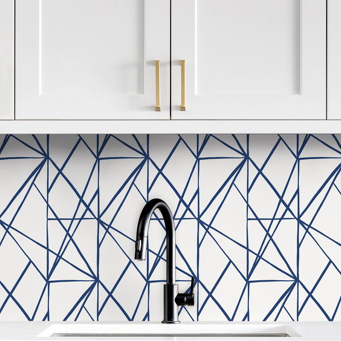 NextWall Peel &amp; Stick Quartz Geo Navy Blue Wallpaper image 3 of 4
