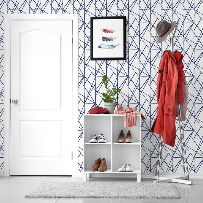NextWall Peel &amp; Stick Quartz Geo Navy Blue Wallpaper image 4 of 4