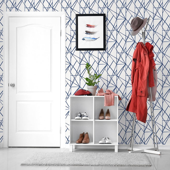 NextWall Peel &amp; Stick Quartz Geo Navy Blue Wallpaper image 4 of 4