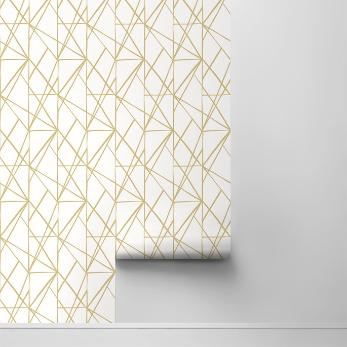 NextWall Peel &amp; Stick Quartz Geo Metallic Gold Wallpaper image 2 of 4