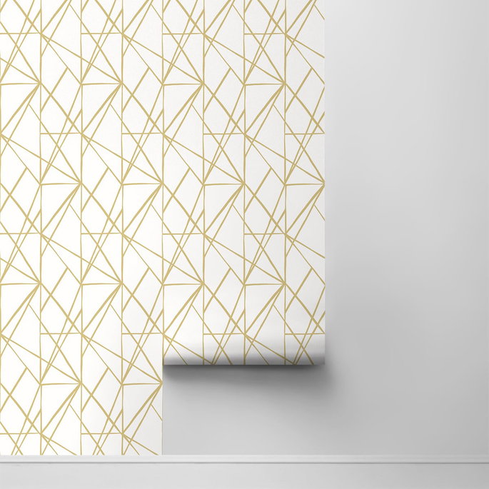 NextWall Peel &amp; Stick Quartz Geo Metallic Gold Wallpaper image 2 of 4