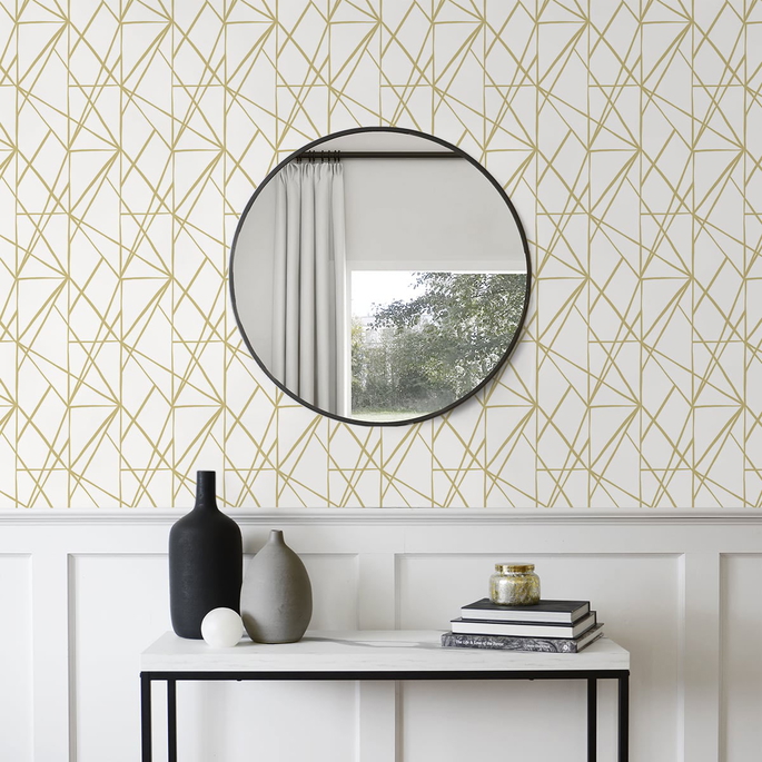 NextWall Peel &amp; Stick Quartz Geo Metallic Gold Wallpaper image 3 of 4