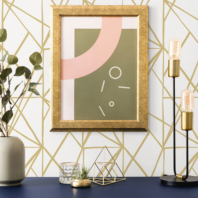 NextWall Peel &amp; Stick Quartz Geo Metallic Gold Wallpaper image 4 of 4