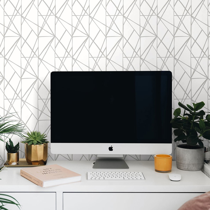 NextWall Peel &amp; Stick Quartz Geo Harbor Grey Wallpaper image 3 of 4