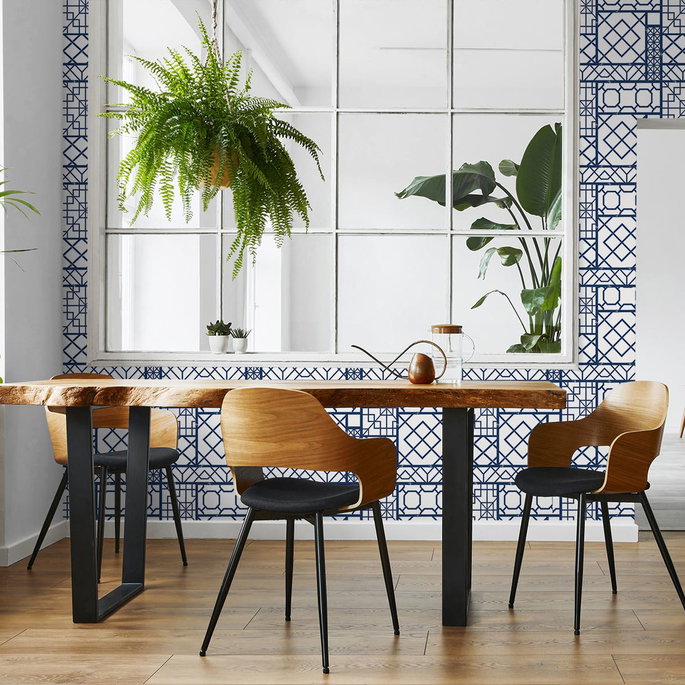 NextWall Peel &amp; Stick Garden Trellis Navy Blue Wallpaper image 4 of 4