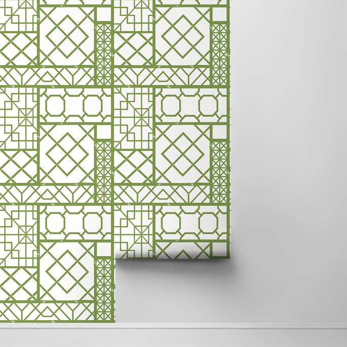 NextWall Peel &amp; Stick Garden Trellis Spring Green Wallpaper image 2 of 4