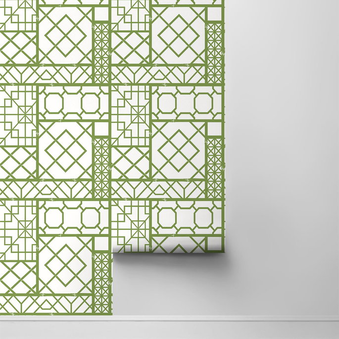 NextWall Peel &amp; Stick Garden Trellis Spring Green Wallpaper image 2 of 4