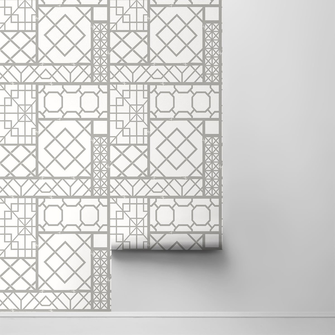 NextWall Peel &amp; Stick Garden Trellis Harbor Grey Wallpaper image 2 of 4