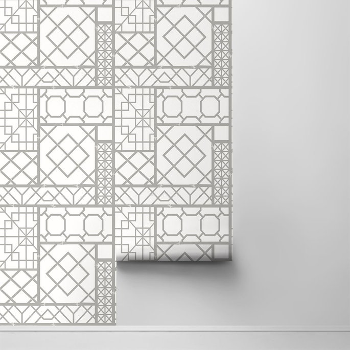 NextWall Peel &amp; Stick Garden Trellis Harbor Grey Wallpaper image 2 of 4
