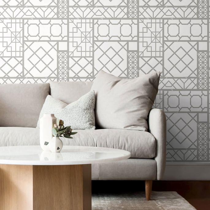 NextWall Peel &amp; Stick Garden Trellis Harbor Grey Wallpaper image 3 of 4