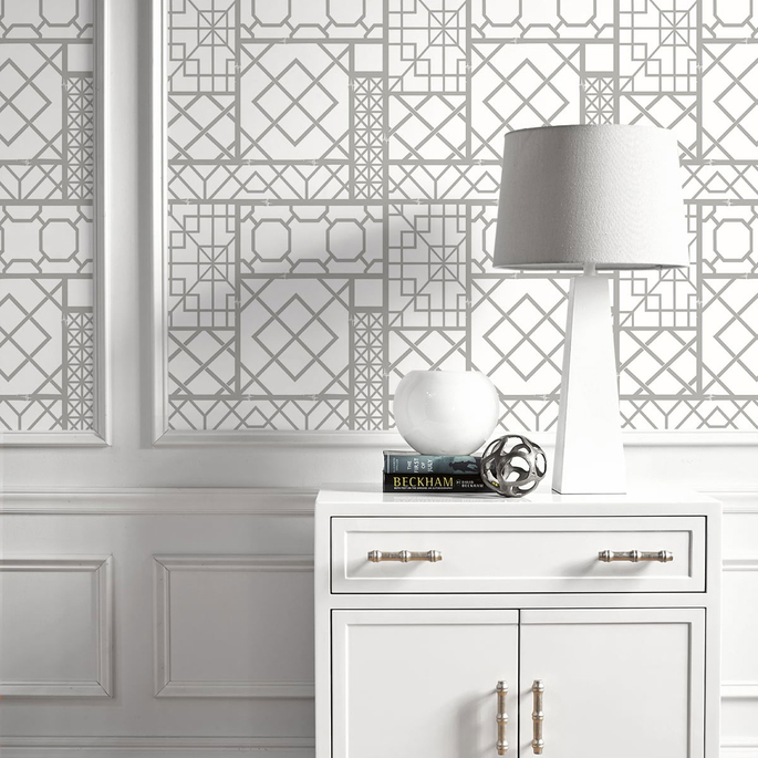 NextWall Peel &amp; Stick Garden Trellis Harbor Grey Wallpaper image 4 of 4