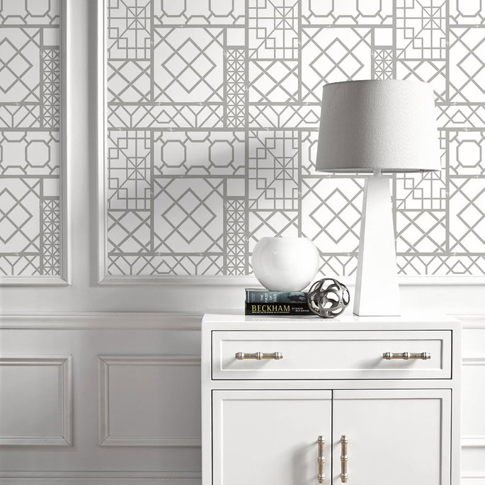 NextWall Peel &amp; Stick Garden Trellis Harbor Grey Wallpaper image 4 of 4