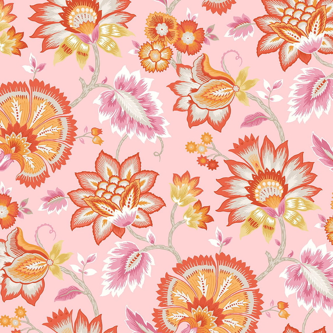 NextWall Peel &amp; Stick Jacobean Blossom Floral Bubblegum Pink Wallpaper image 1 of 4