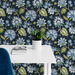 NextWall Peel &amp; Stick Jacobean Blossom Floral Midnight Blue Wallpaper thumbnail image 4 of 4
