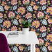 NextWall Peel &amp; Stick Jacobean Blossom Floral Cosmic Black Wallpaper thumbnail image 3 of 4