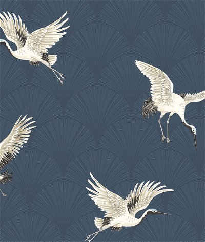 NextWall Peel & Stick Cranes Denim Blue Wallpaper