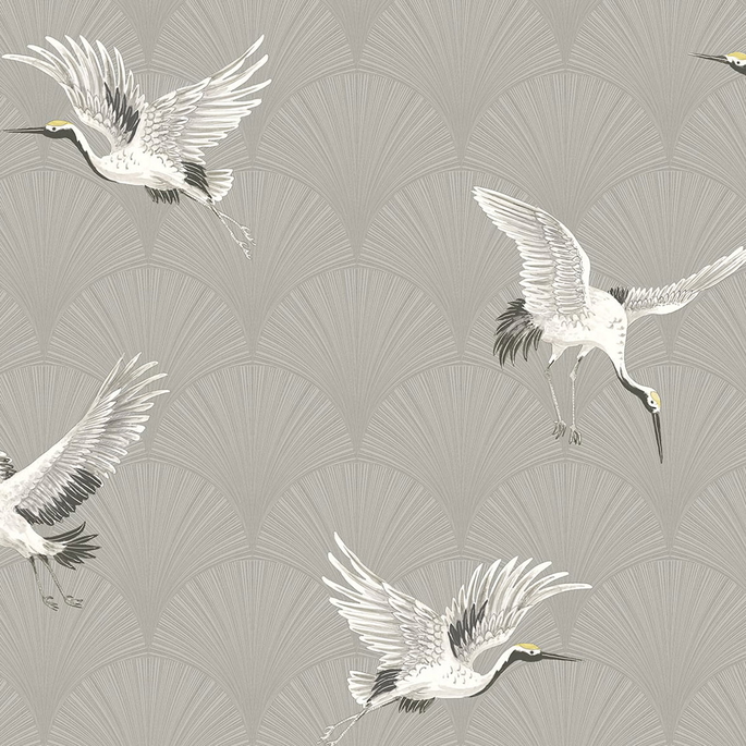 NextWall Peel &amp; Stick Cranes Argos Grey Wallpaper image 1 of 4