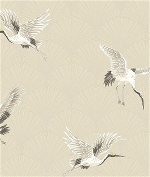 NextWall Peel & Stick Cranes Alba Beige Wallpaper