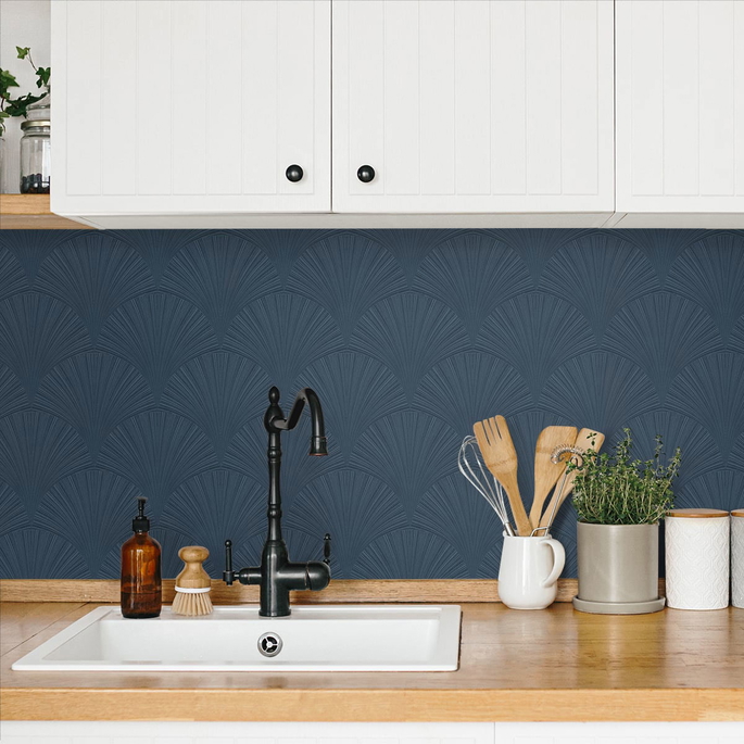 NextWall Peel &amp; Stick Arches Denim Blue Wallpaper image 3 of 4