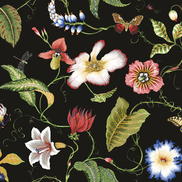 NextWall Peel & Stick Summer Garden Floral Jet Black Wallpaper
