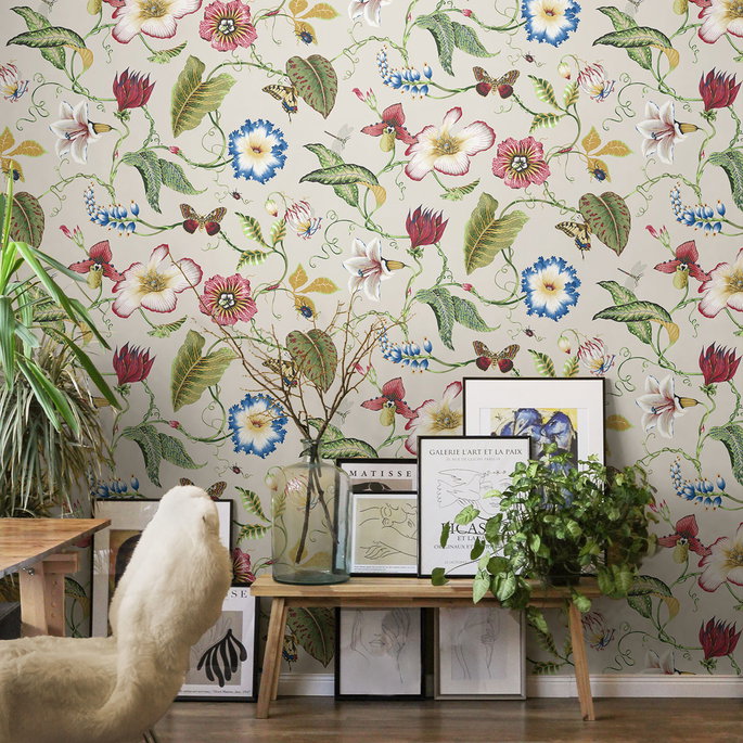 NextWall Peel &amp; Stick Summer Garden Floral Raspberry &amp; Chartreuse Wallpaper image 3 of 4
