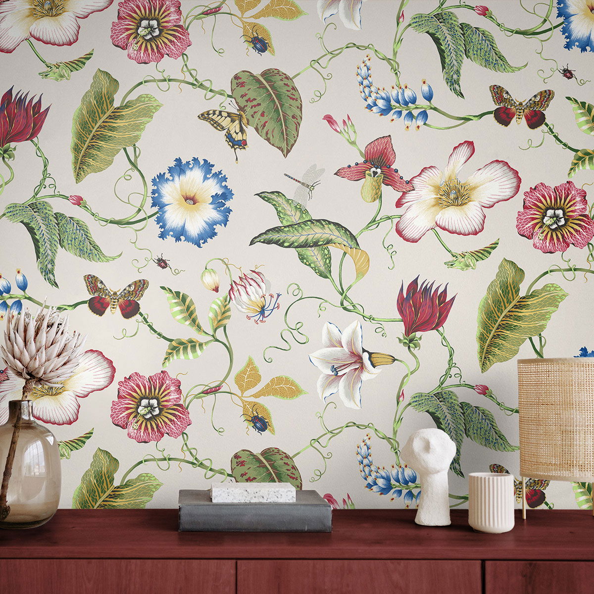 NextWall Peel & Stick Summer Garden Floral Raspberry & Chartreuse