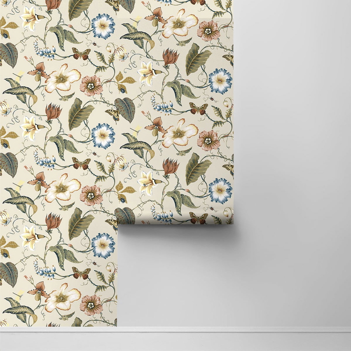 NextWall Peel &amp; Stick Summer Garden Floral Alabaster Wallpaper image 2 of 4