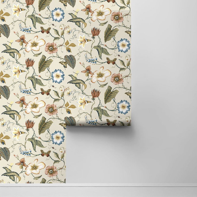 NextWall Peel &amp; Stick Summer Garden Floral Alabaster Wallpaper image 2 of 4