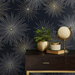 NextWall Peel &amp; Stick Starburst Geo Midnight &amp; Gold Wallpaper thumbnail image 4 of 4