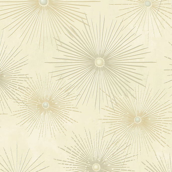 NextWall Peel &amp; Stick Starburst Geo Ivory &amp; Metallic Gold Wallpaper image 1 of 4