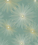 NextWall Peel & Stick Starburst Geo Teal & Metallic Gold Wallpaper
