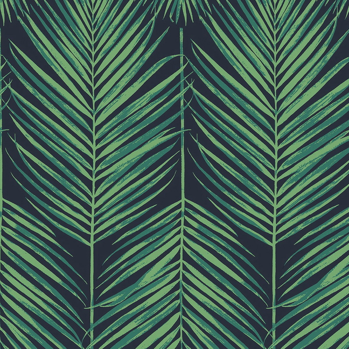 NextWall Peel &amp; Stick Tropic Palm Midnight Blue &amp; Sea Green Wallpaper image 1 of 4