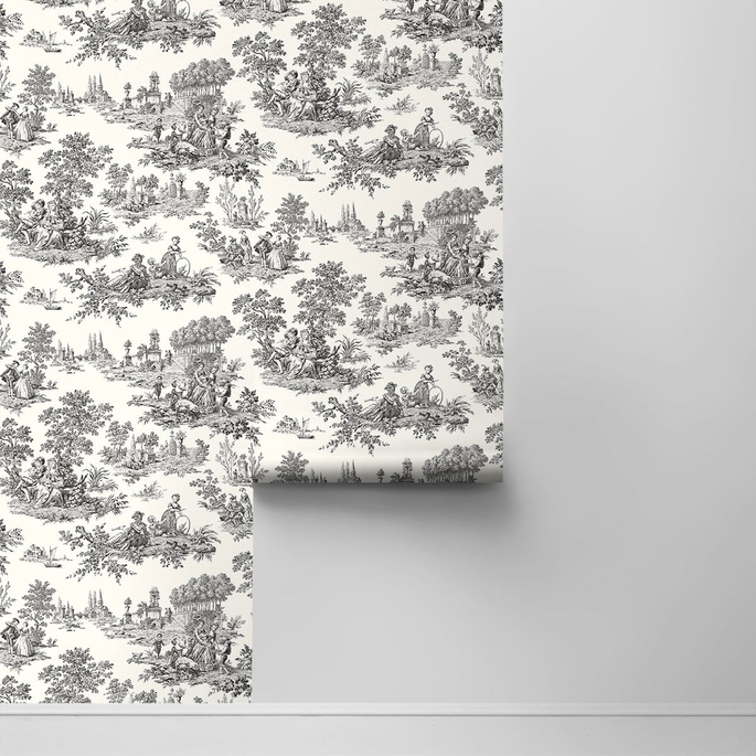 NextWall Peel &amp; Stick Chateau Toile Inkwell Wallpaper image 2 of 4