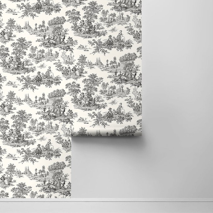 NextWall Peel &amp; Stick Chateau Toile Inkwell Wallpaper image 2 of 4