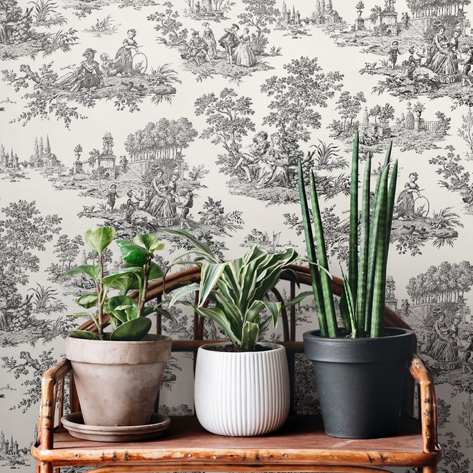 NextWall Peel &amp; Stick Chateau Toile Inkwell Wallpaper image 3 of 4